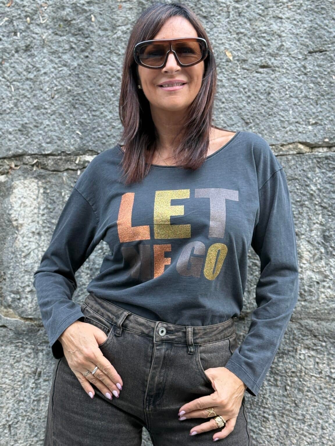 t shirt graphique noir "let me go" mhj