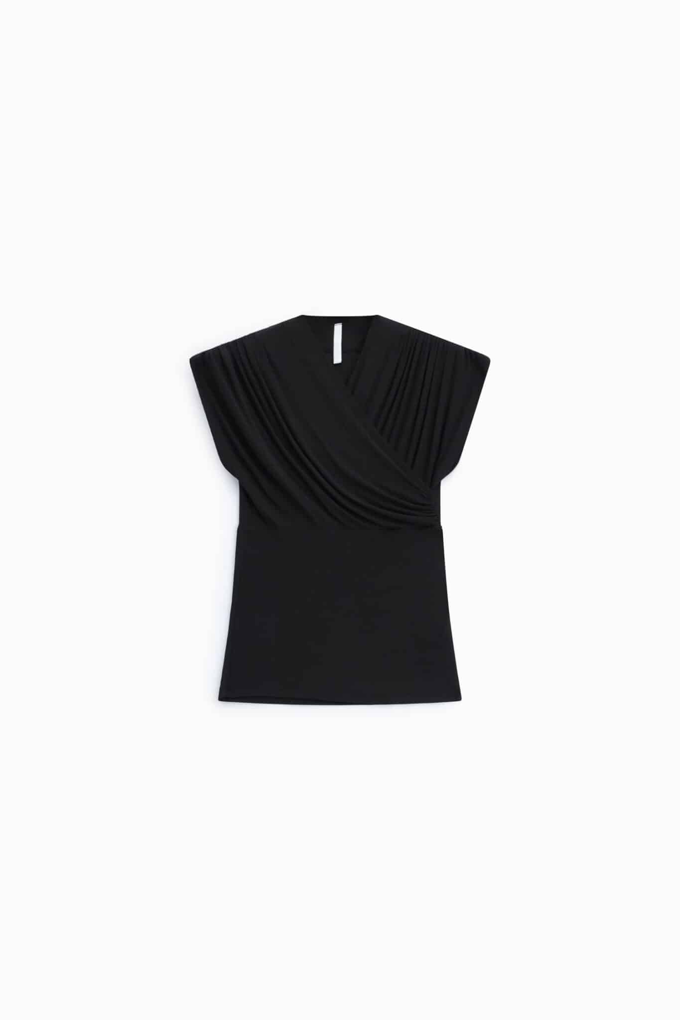 Top drapé croisé noir IMPERIAL