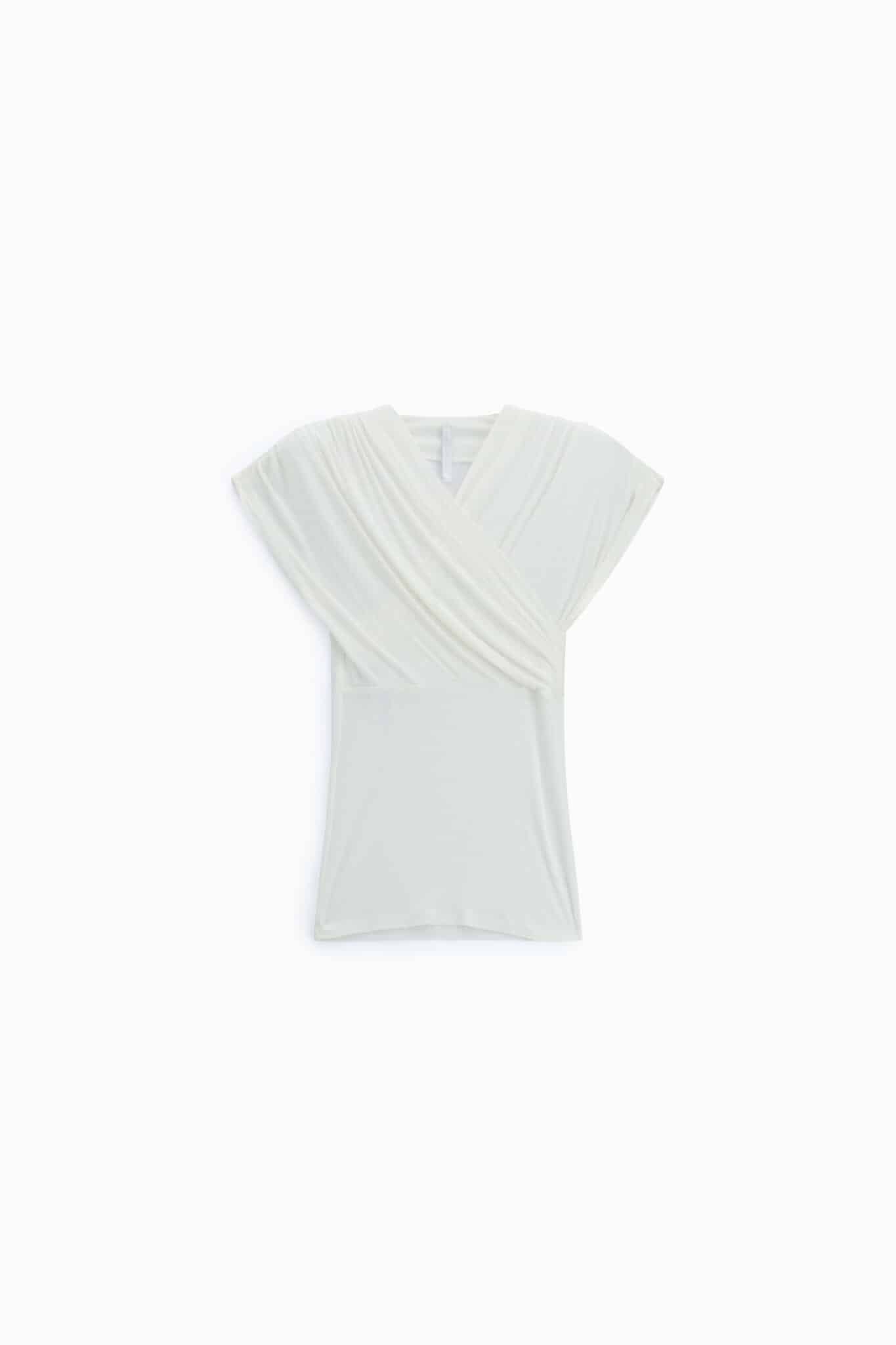 Top drapé croisé blanc IMPERIAL