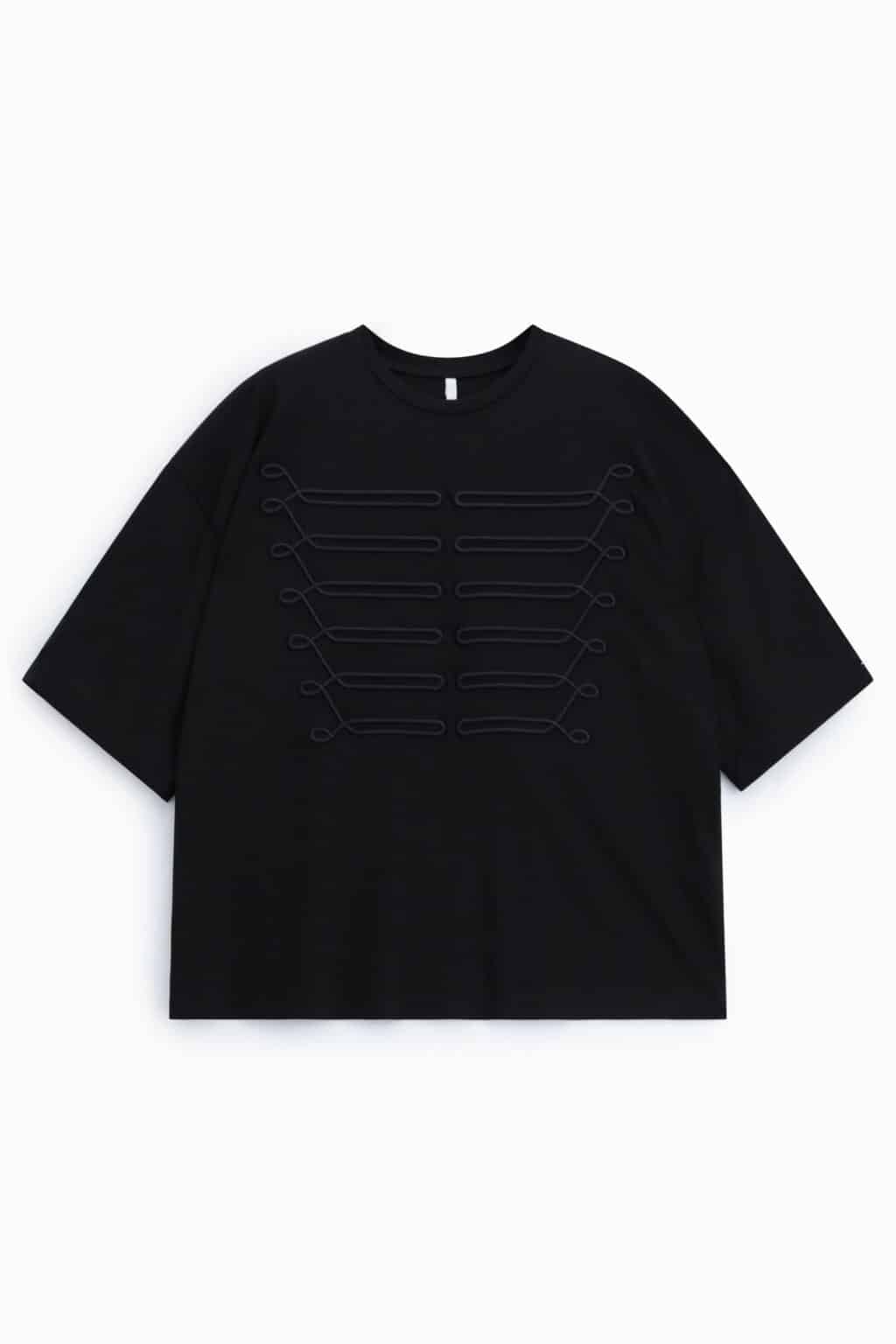 top noir brodé manches 3/4 imperial
