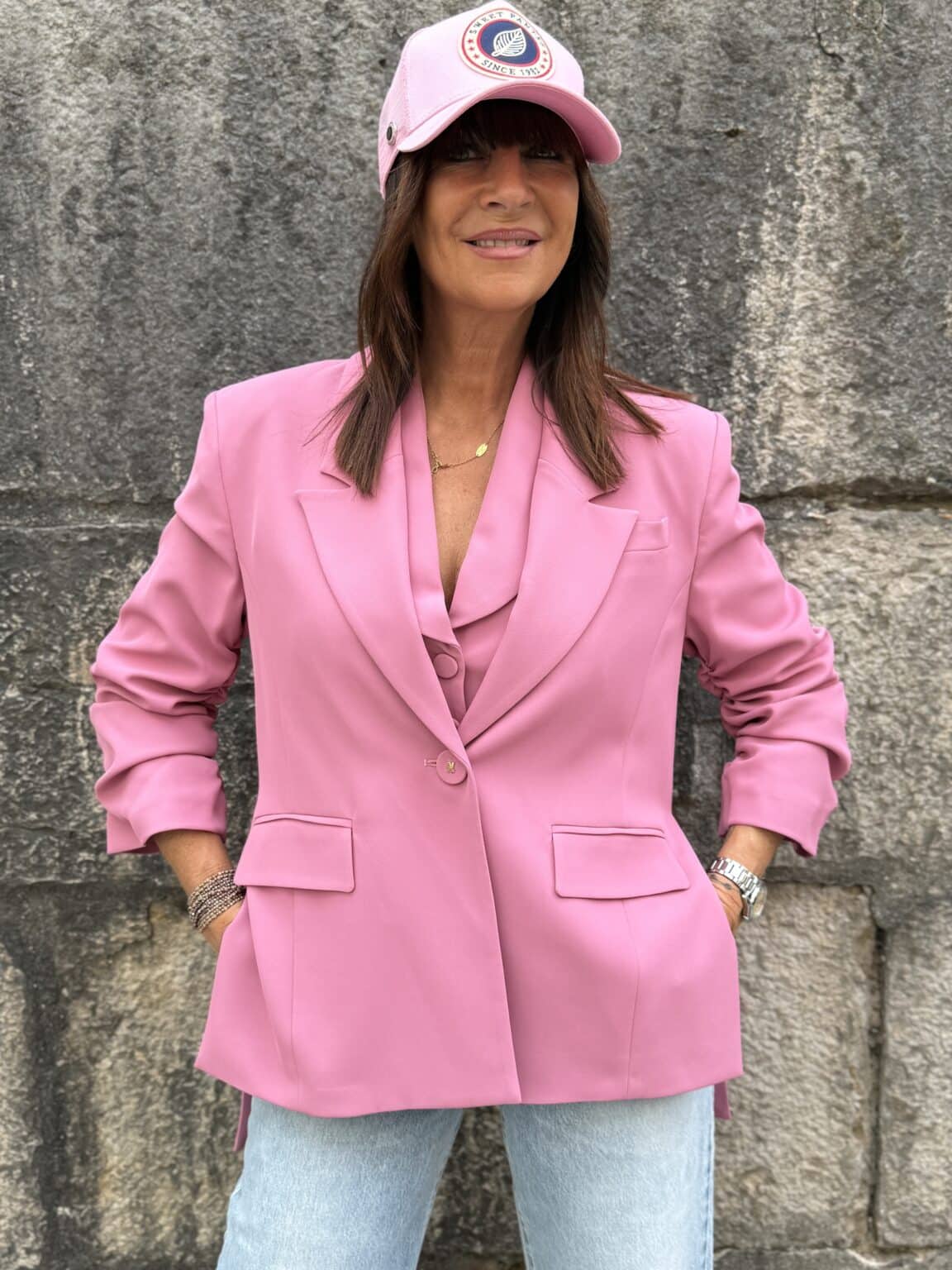 veste blazer asymétrique rose imperial