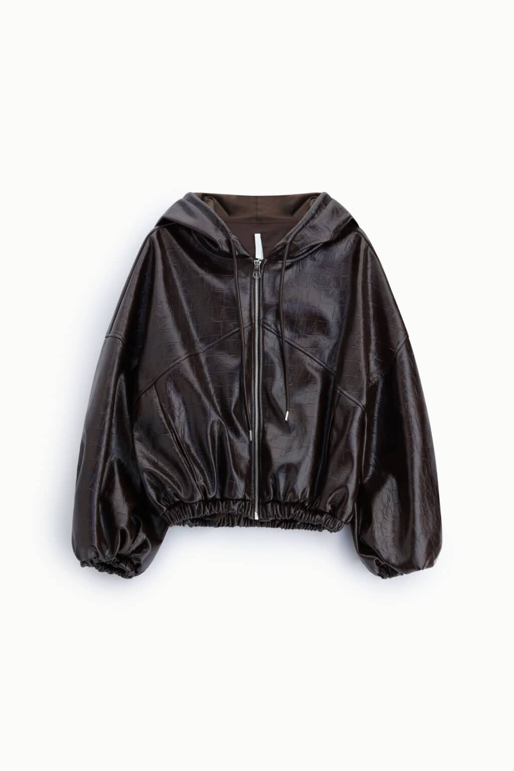 veste à capuche effet cuir croco chocolat imperial (ted)