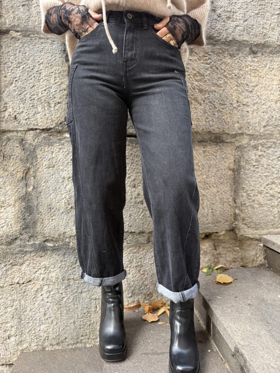 162298 jean barrel cargo noir