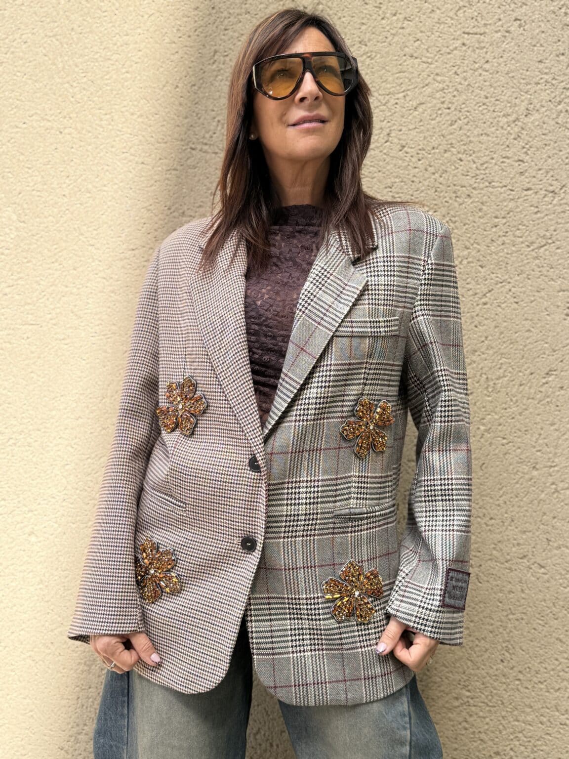 blazer bi imprimé à carreaux meme road