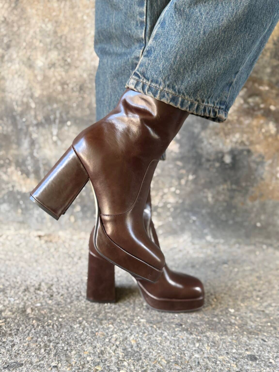 bottines plateforme chocolat brun à talon steve madden