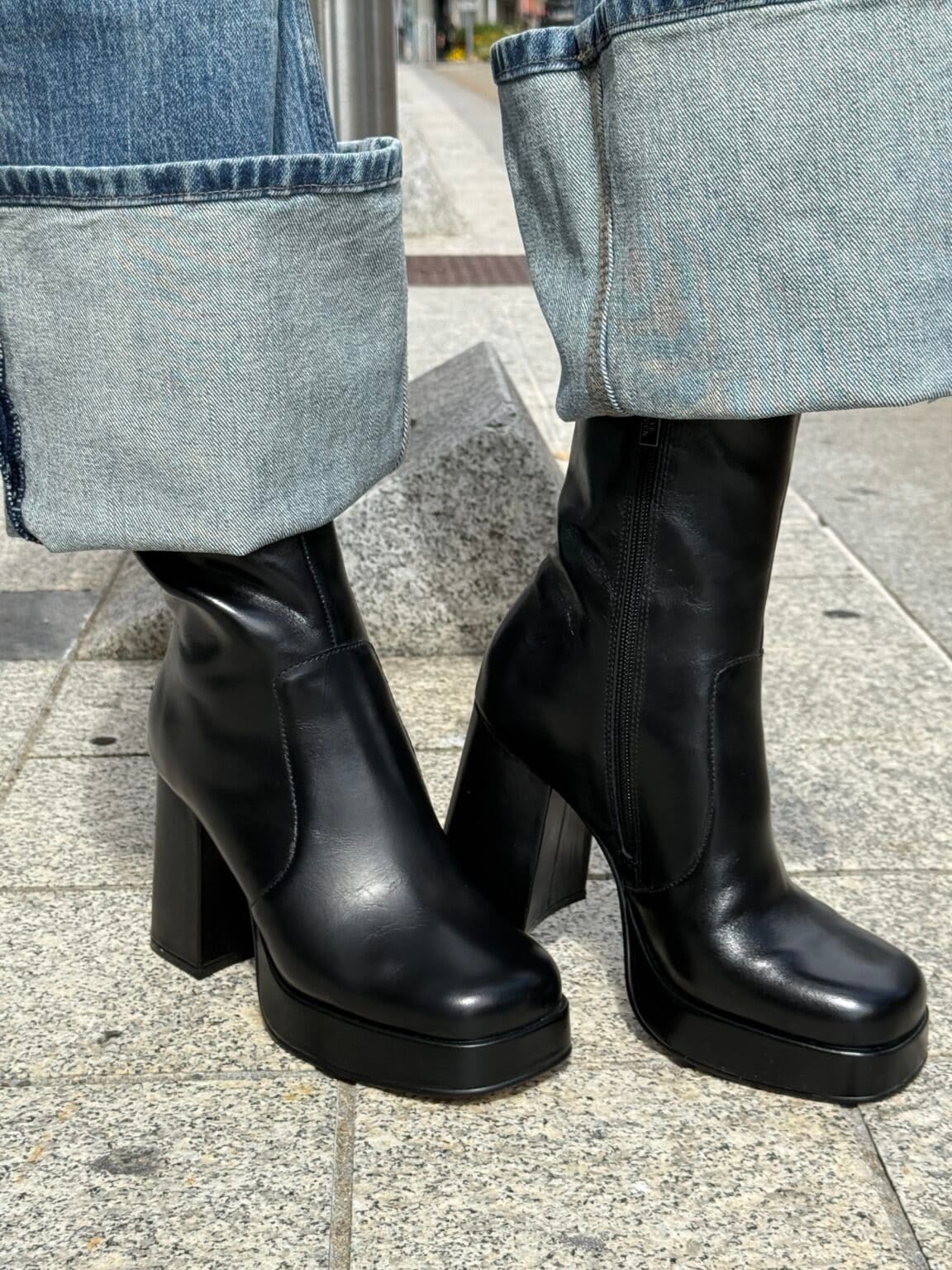 bottines plateforme noir à talon steve madden