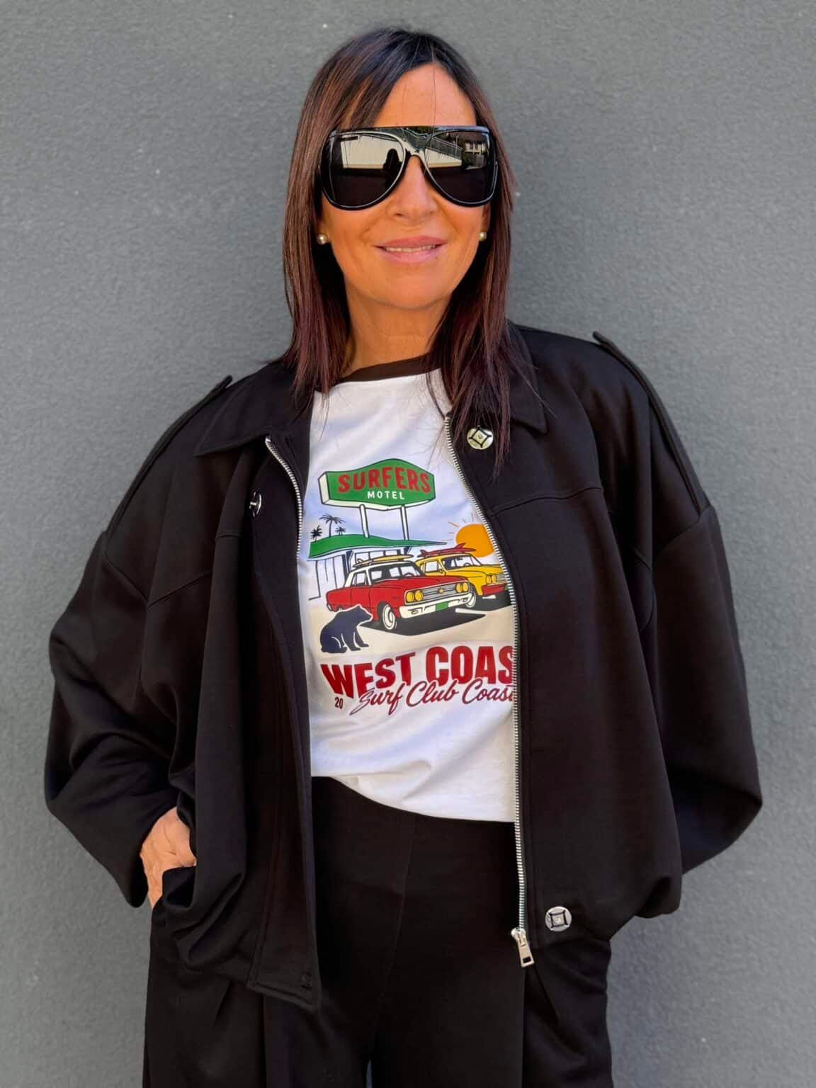 veste bomber oversize zippée noir chiné imperial