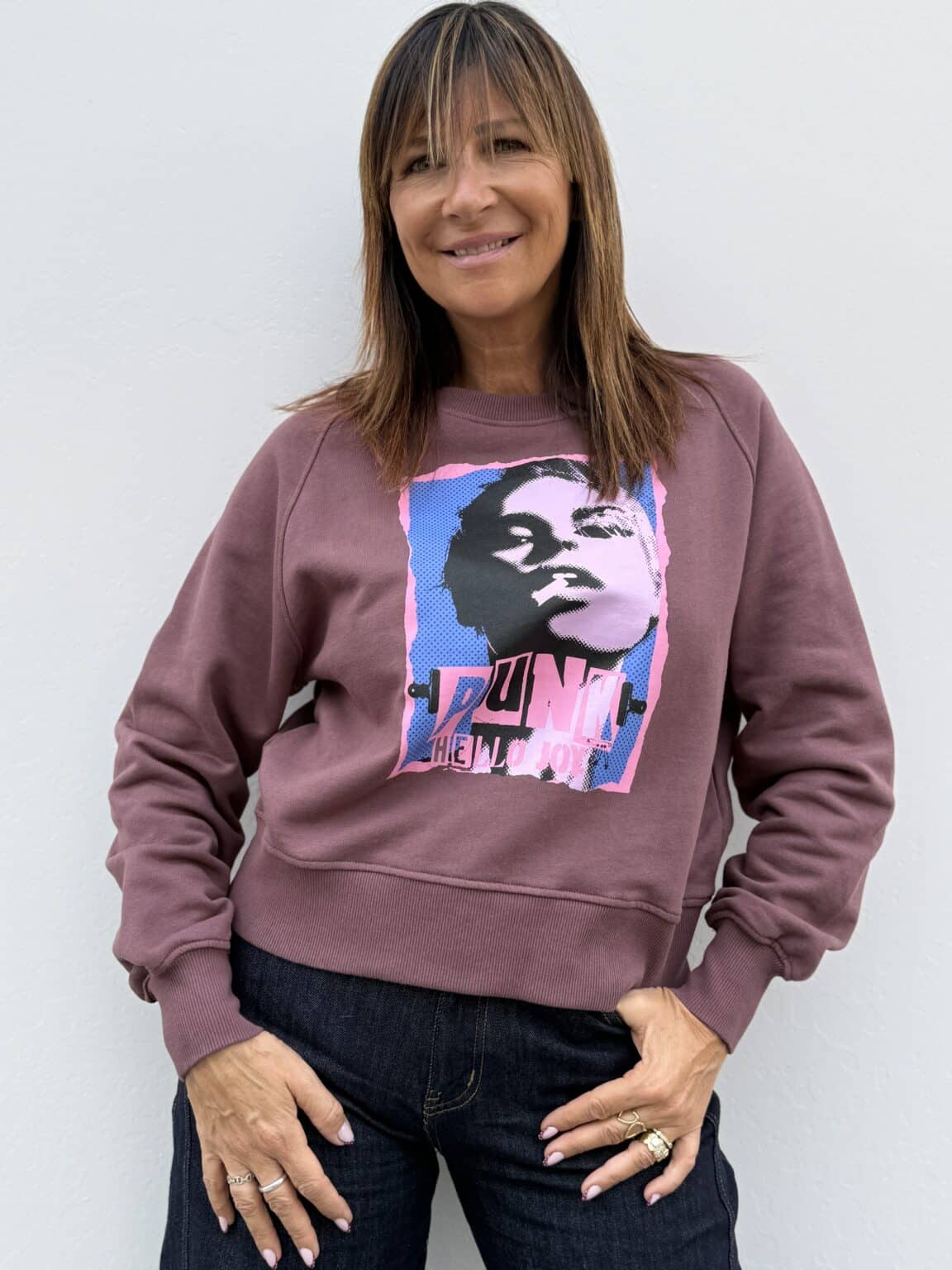 sweat oversize vieux rose imprimé "punk " mhj