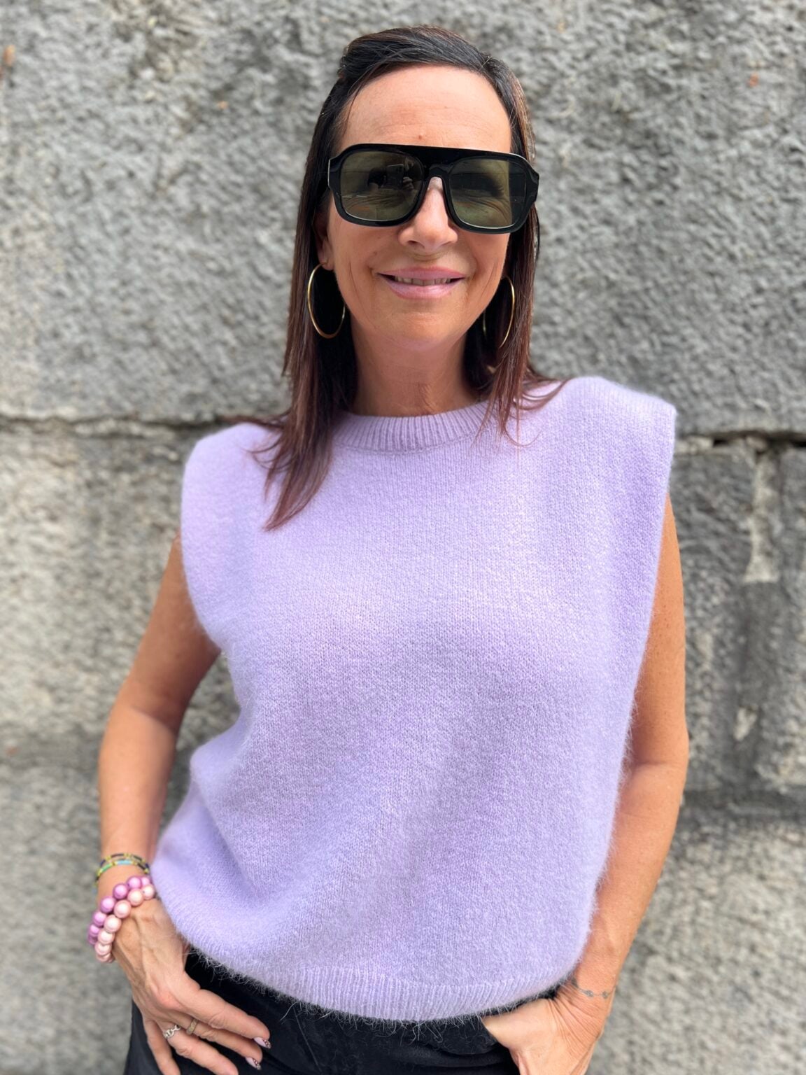pull sans manches maille noir meme road (ted)