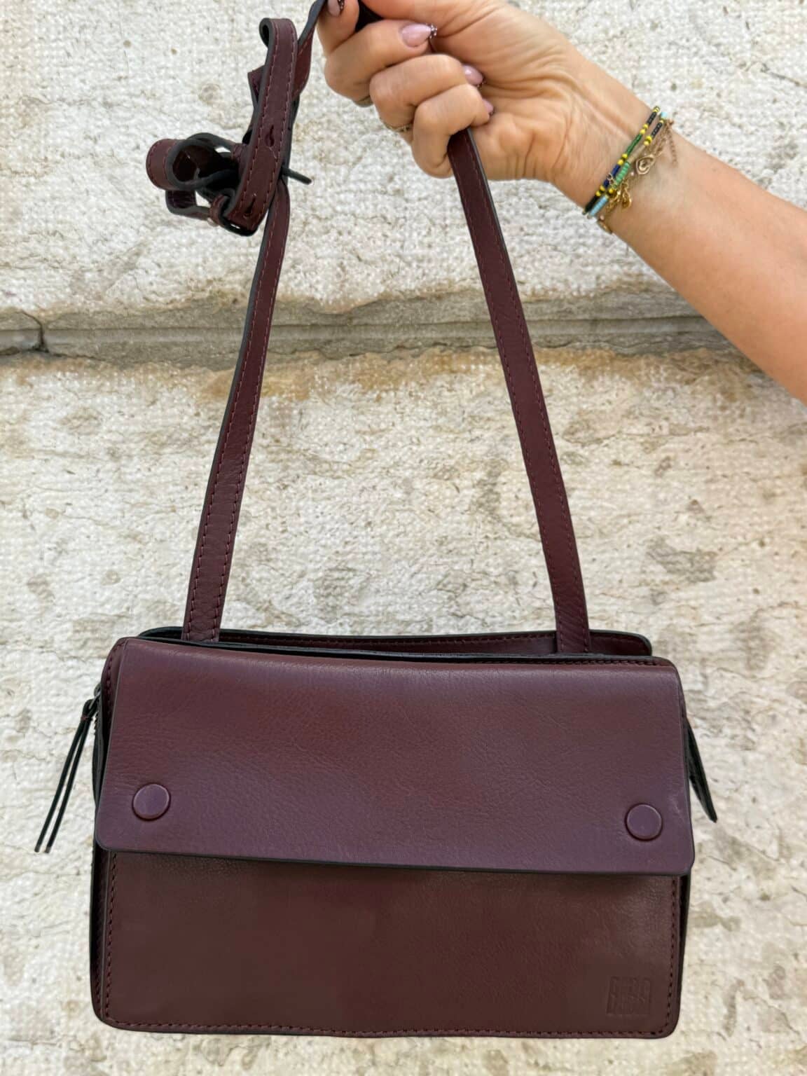 sac bandoulière en cuir grenat murray biba