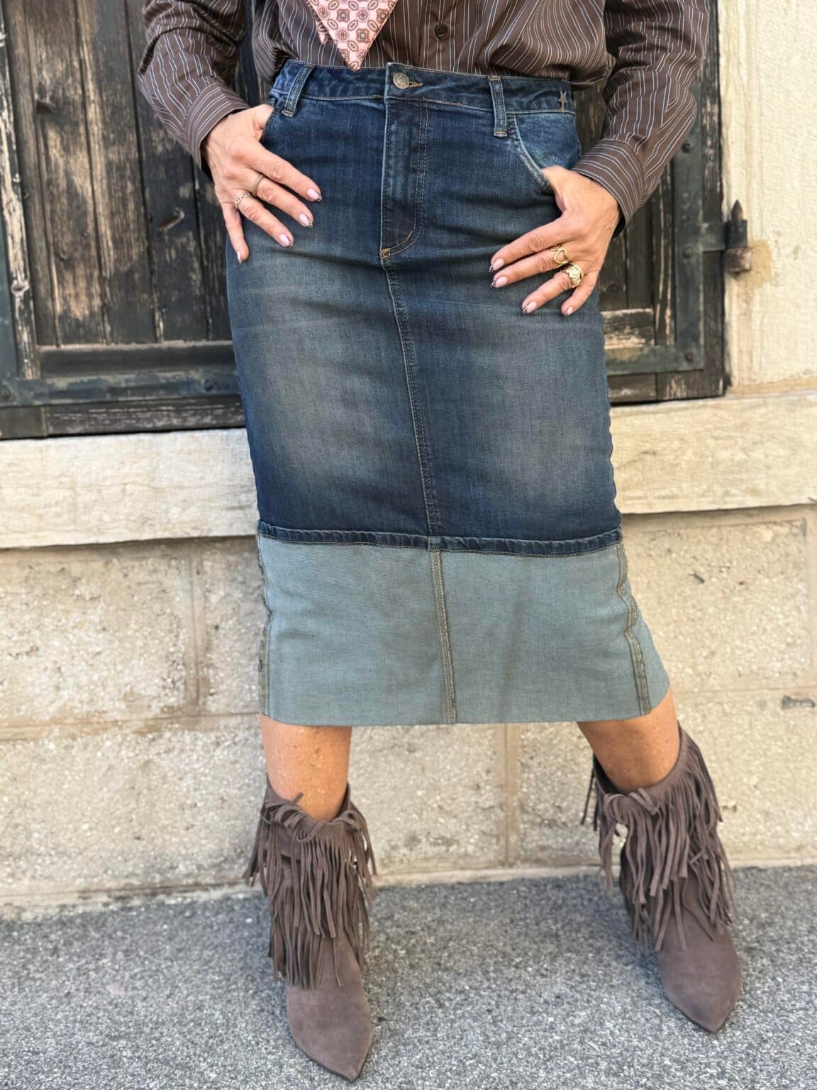 s40m0145 jupe midi taille crayon en jean à large revers souvenir (copie)