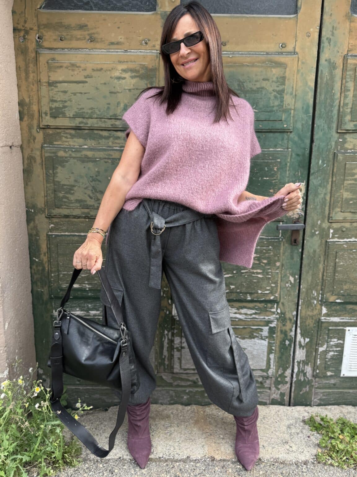 sac bandoulière en cuir noir owen biba