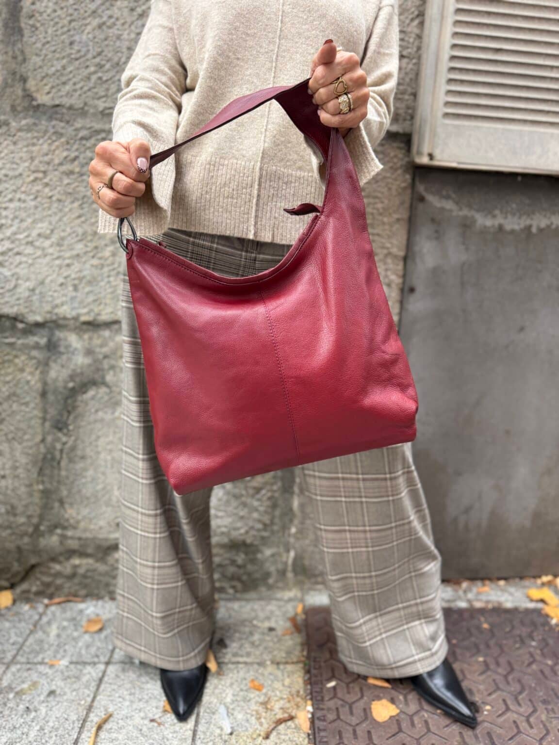 sac bandoulière en cuir rouge jackpot biba