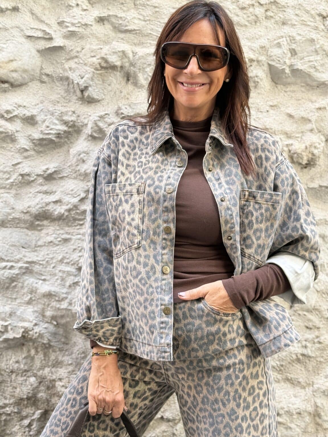 veste en jean imprimé léopard grace et mila