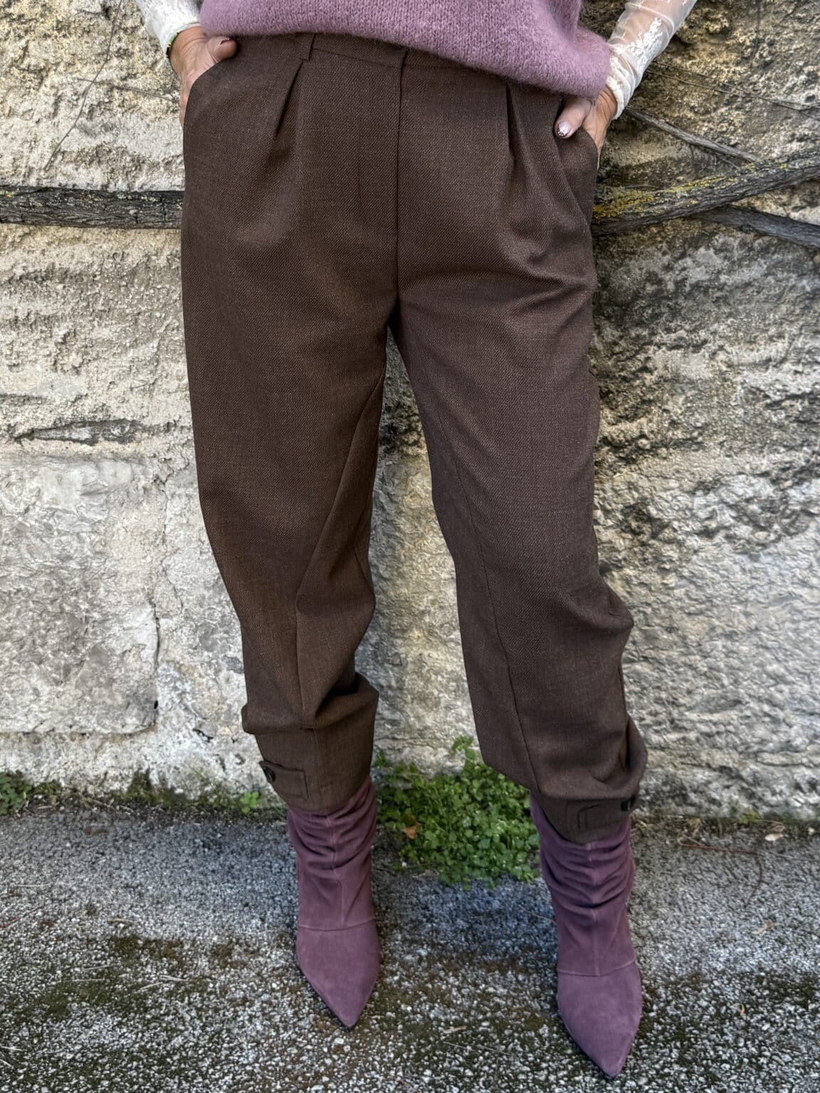 0212012 pantalon barrel marron chocolat bsb (maina)