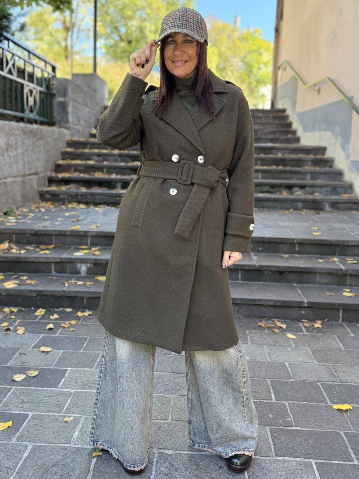 manteau blazer mi long col tailleur vert kaki giorgia (jade)