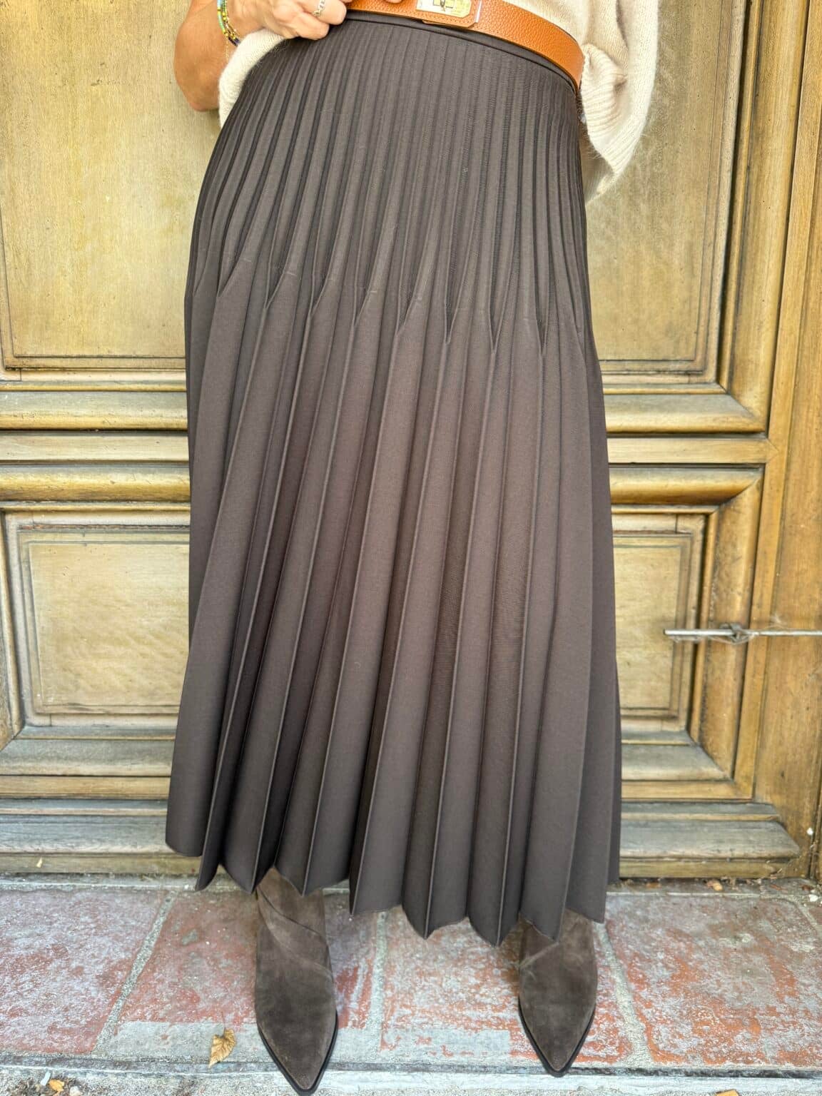 30082 jupe plissé chocolat giorgia