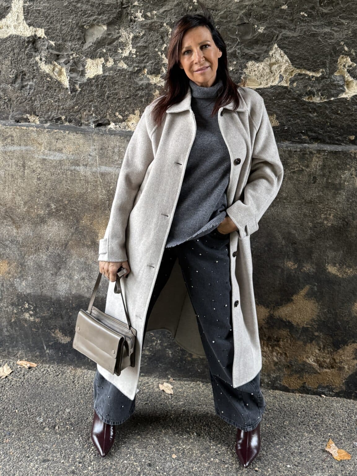 manteau long ceinturé couleur sable grace et mila (delph)