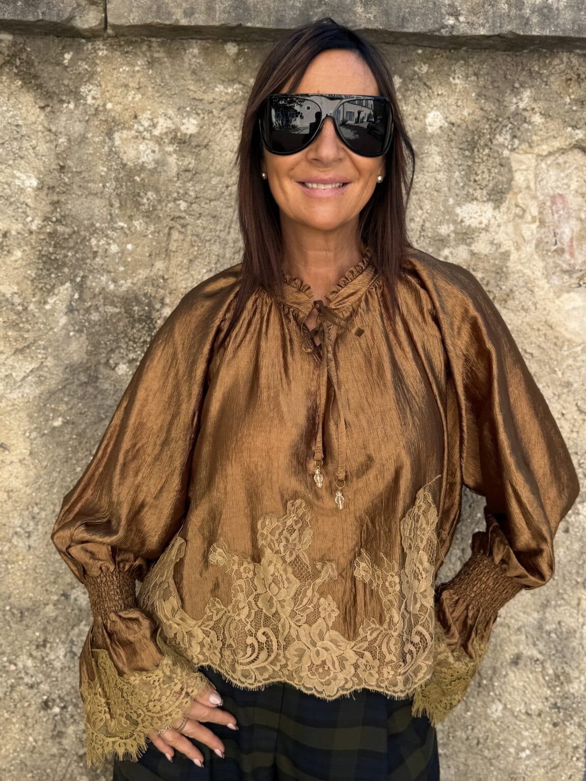 blouse satinée dentelle philia loft