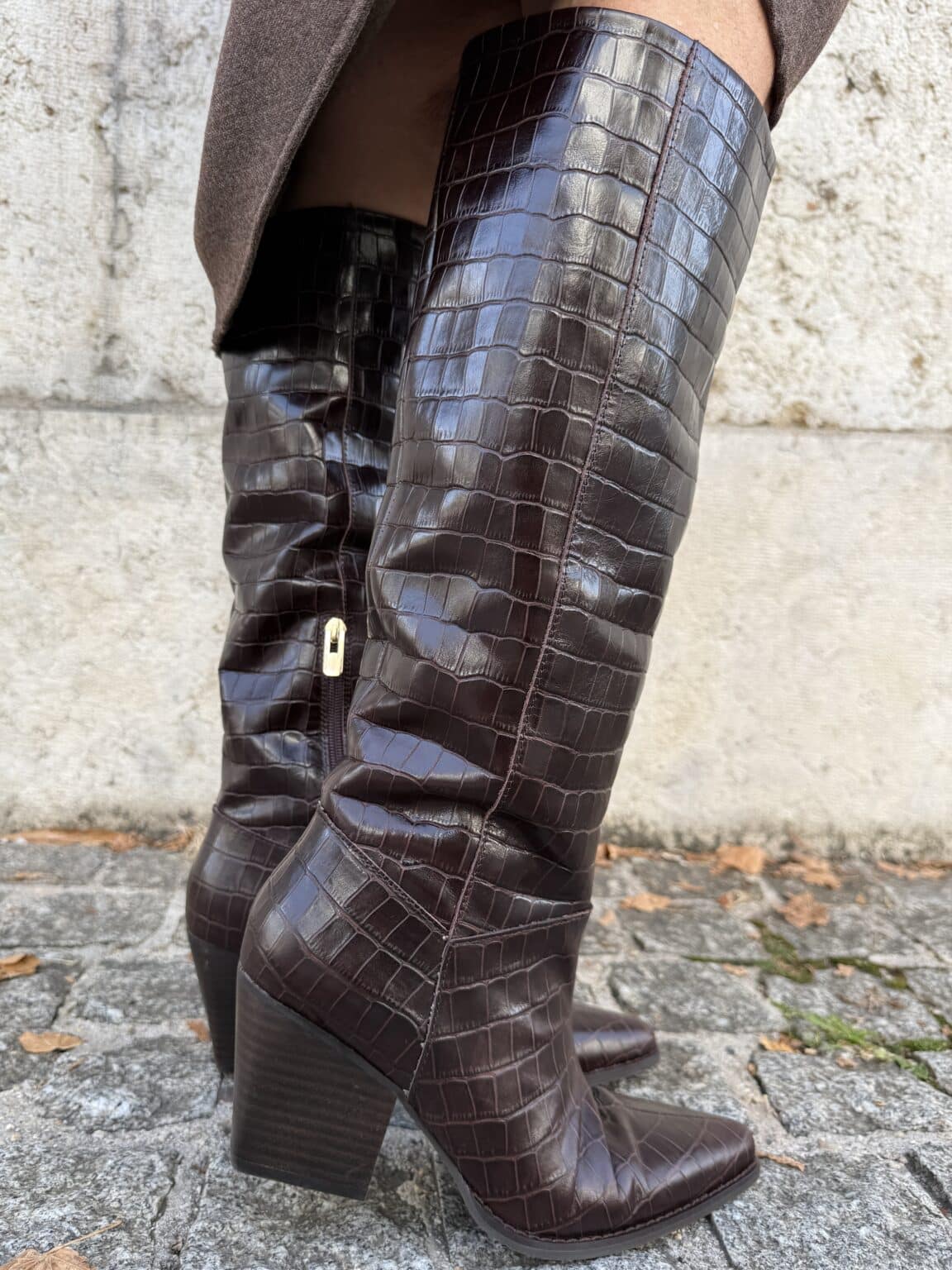 bottes hautes effet croco emilie k