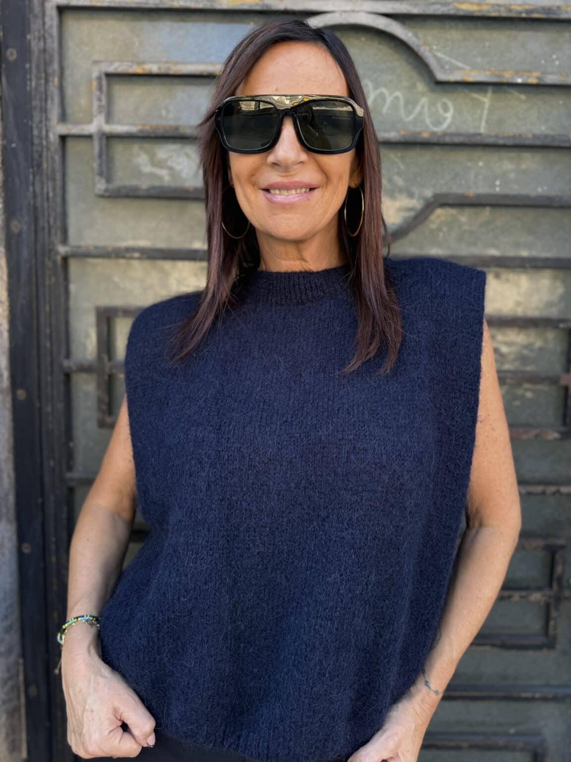 pull sans manches maille bleu philia loft (maina)