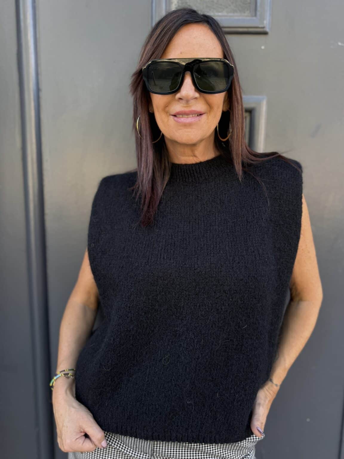 pull sans manches maille noir philia loft (maina)