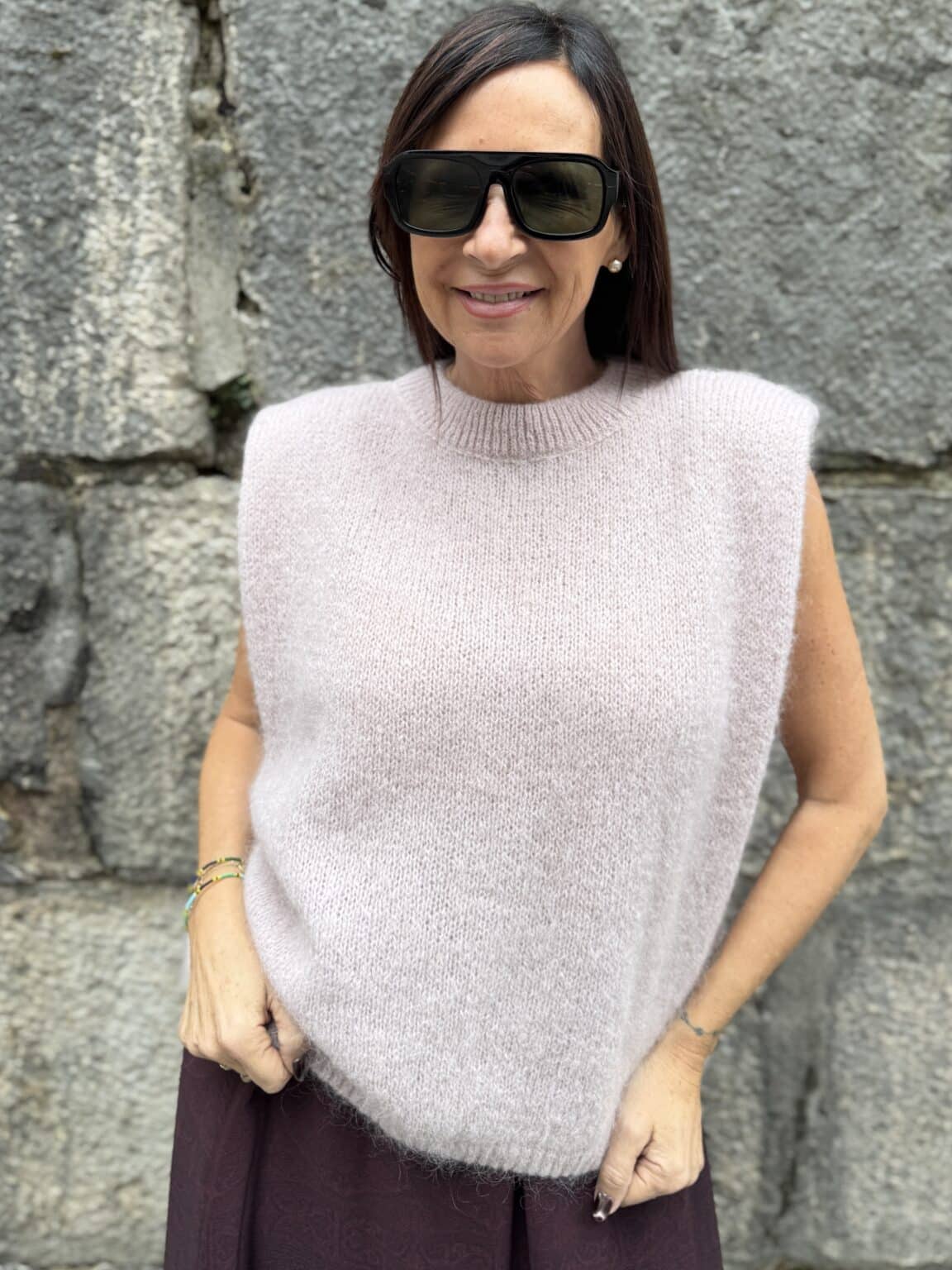 pull sans manches maille rose poudré philia loft (maina)