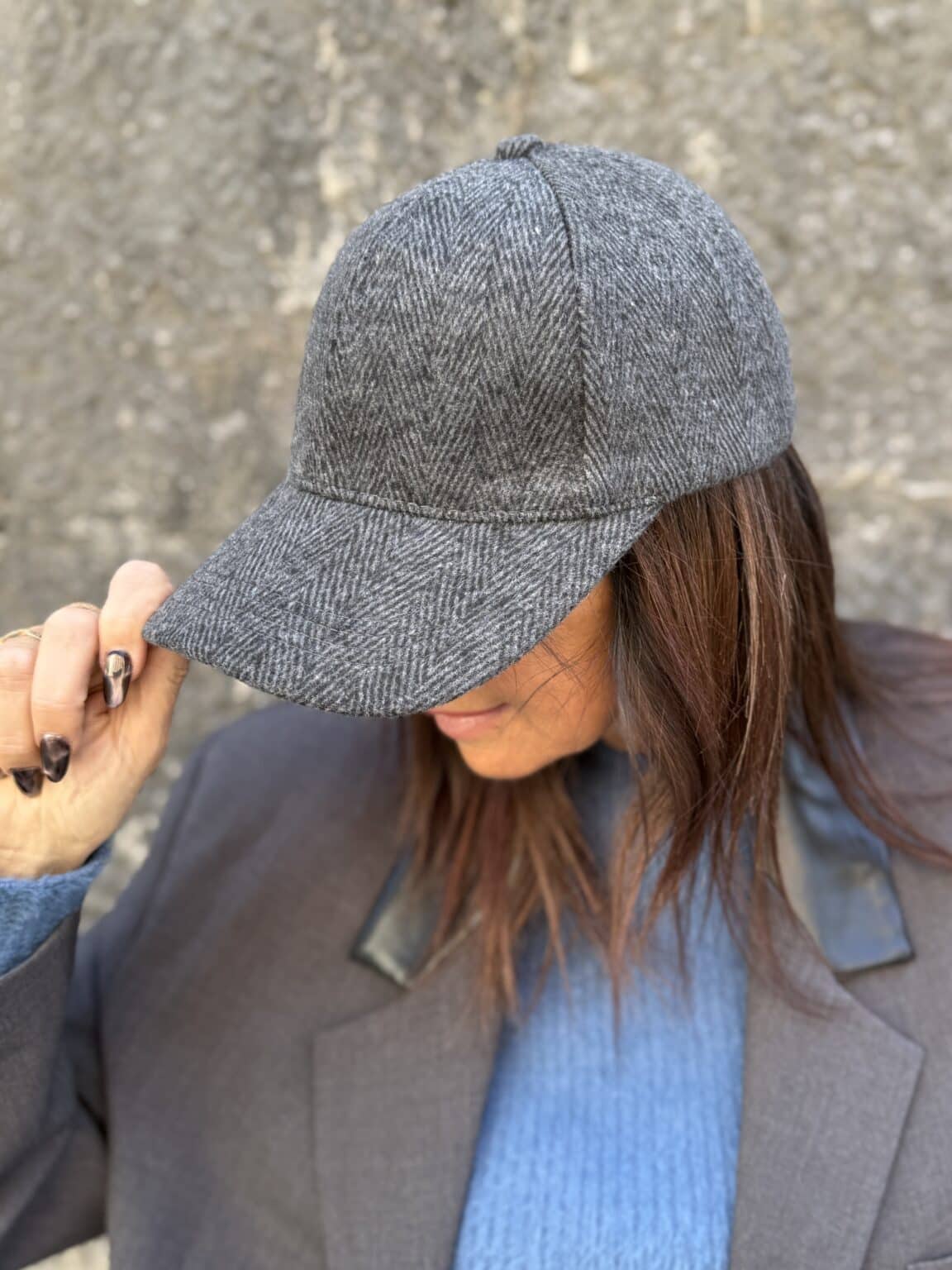 casquette imprimée chevrons gris
