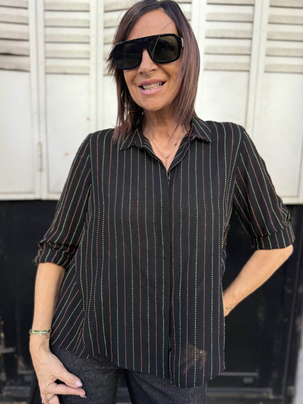 chemise rayée multicolore noir imperial