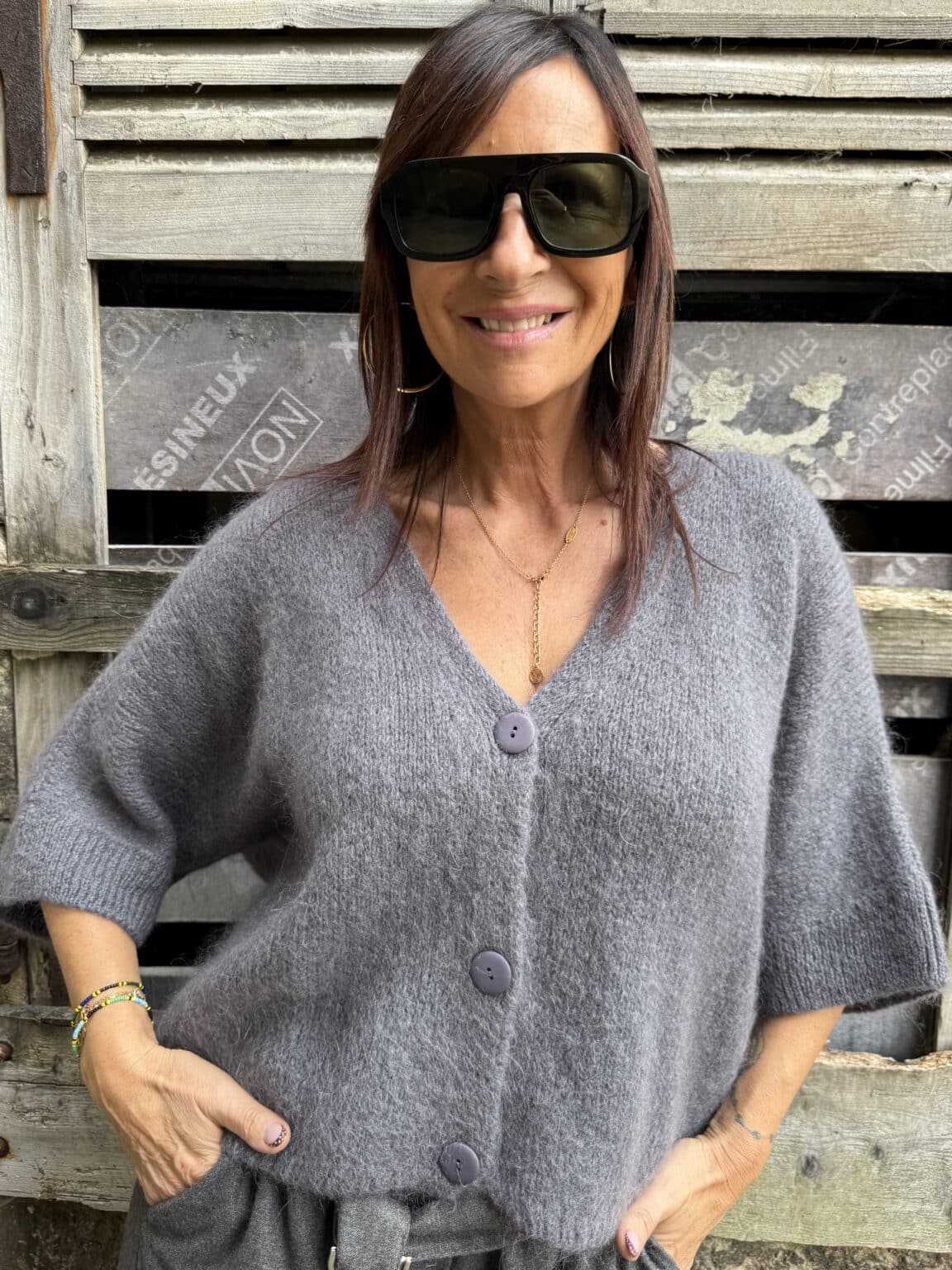 gilet en maille gris meme road (ted)