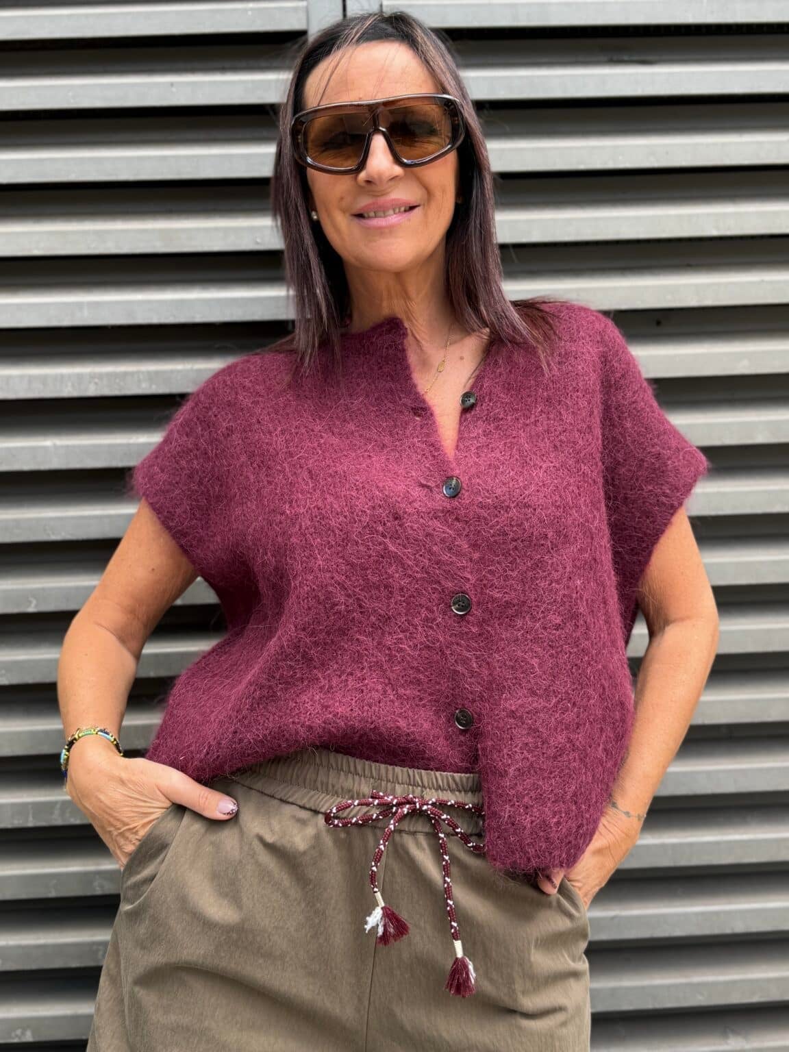 gilet sans manches bordeaux grace et mila