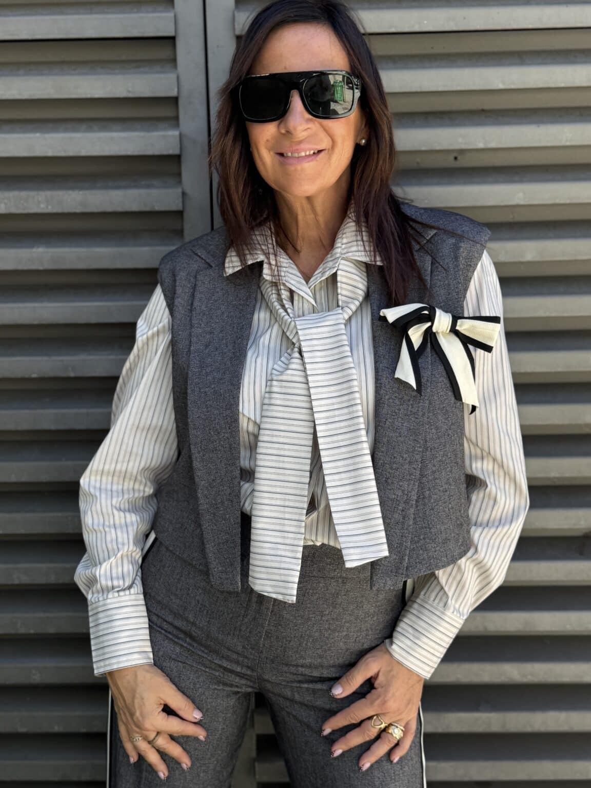 gilet tailleur sans manche gris anthracite chiné giorgia (delph)