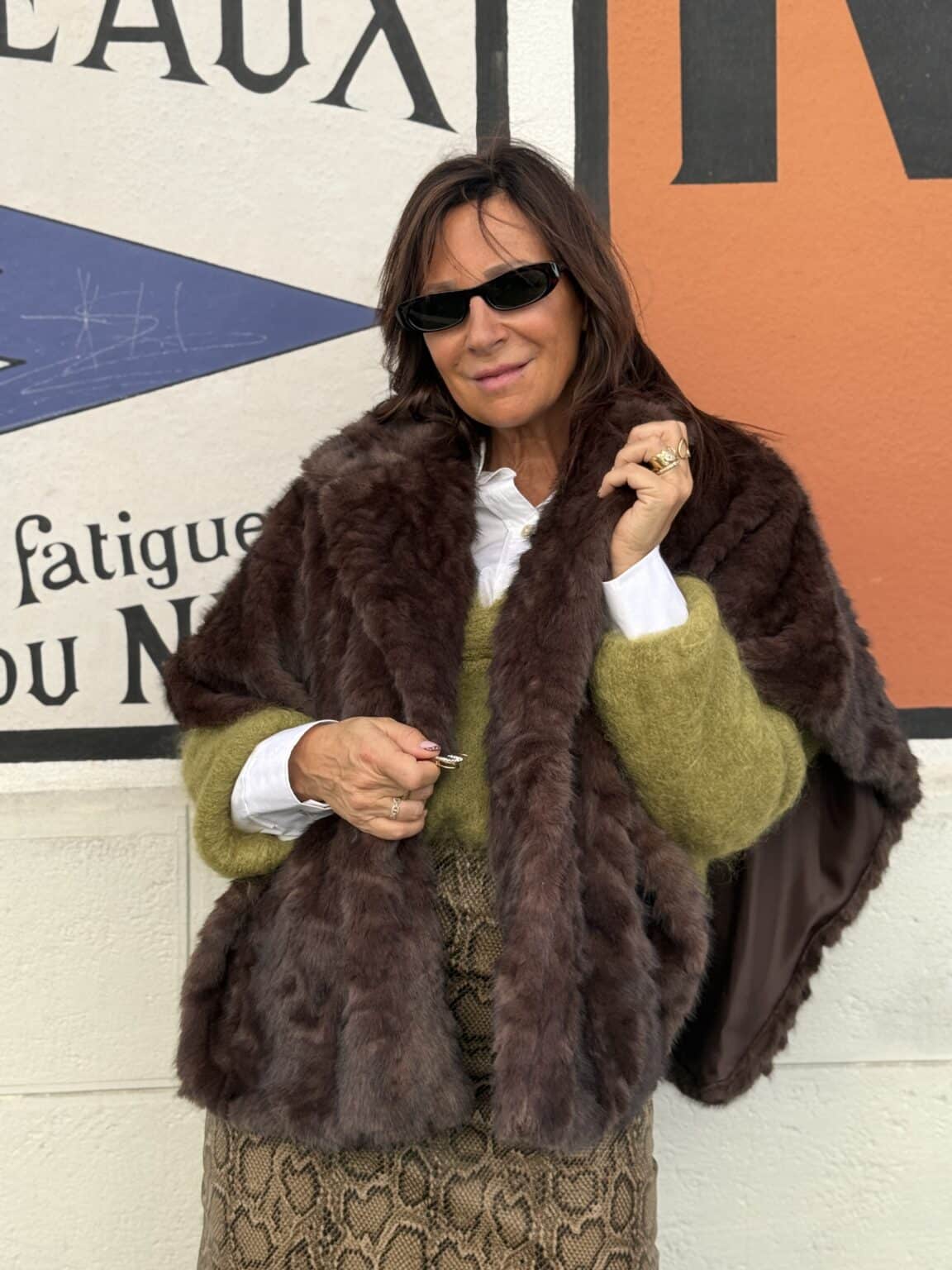 veste poncho fourrure chocolat giorgia (delph)