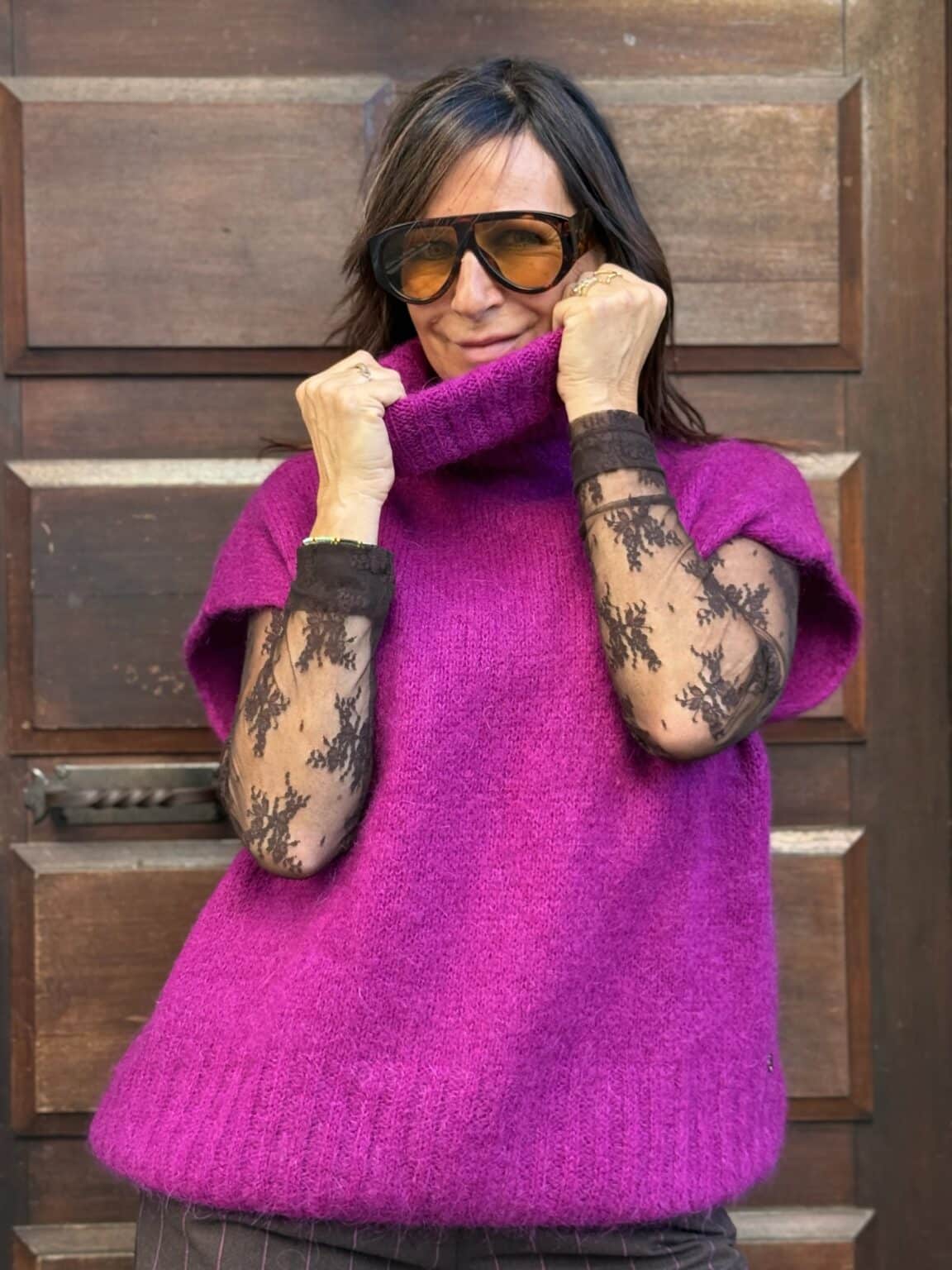 pull col roulé sans manches en maille fuschia dixie (delph) (copie)