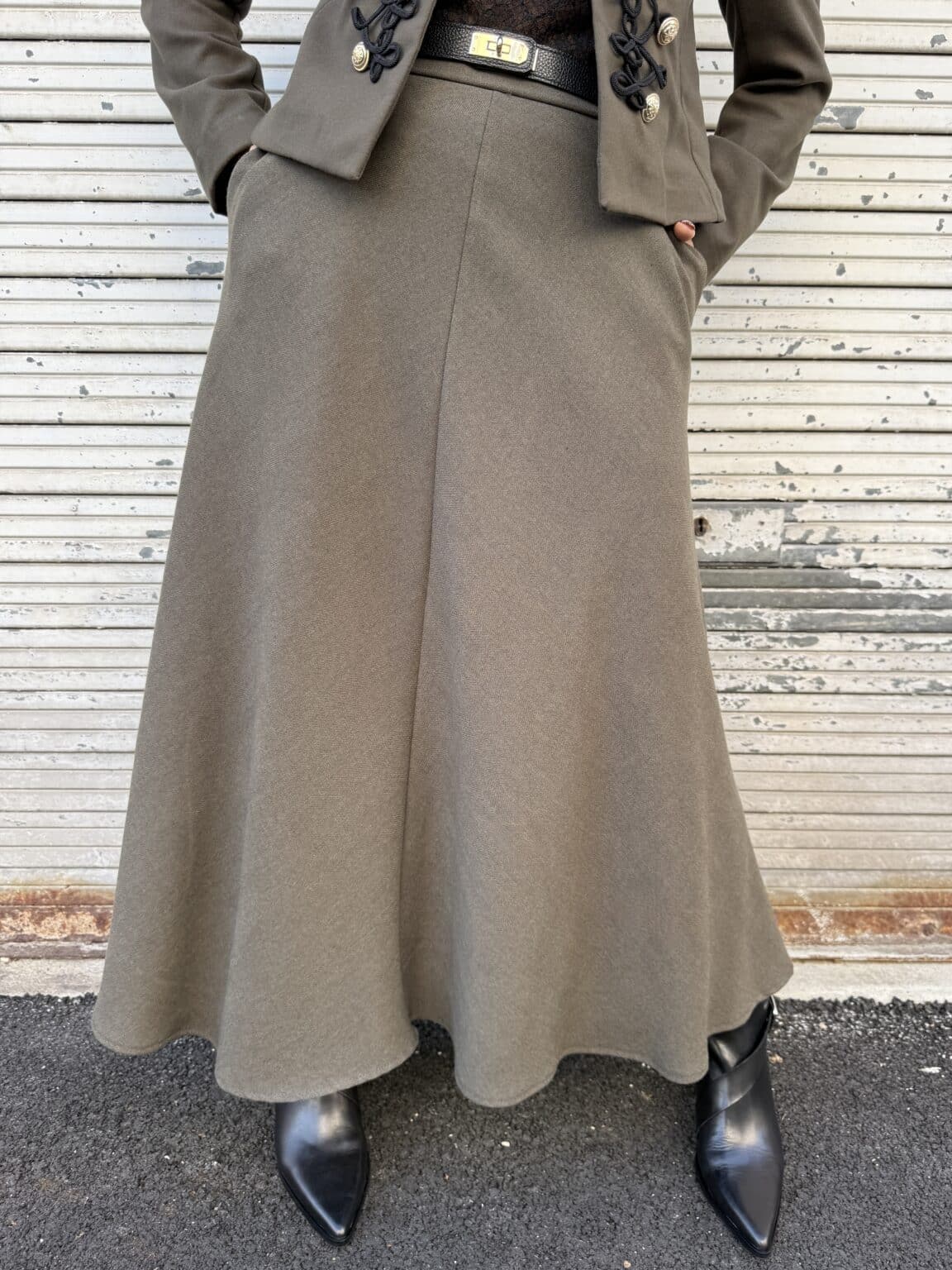 jupe longue évasée kaki saiph