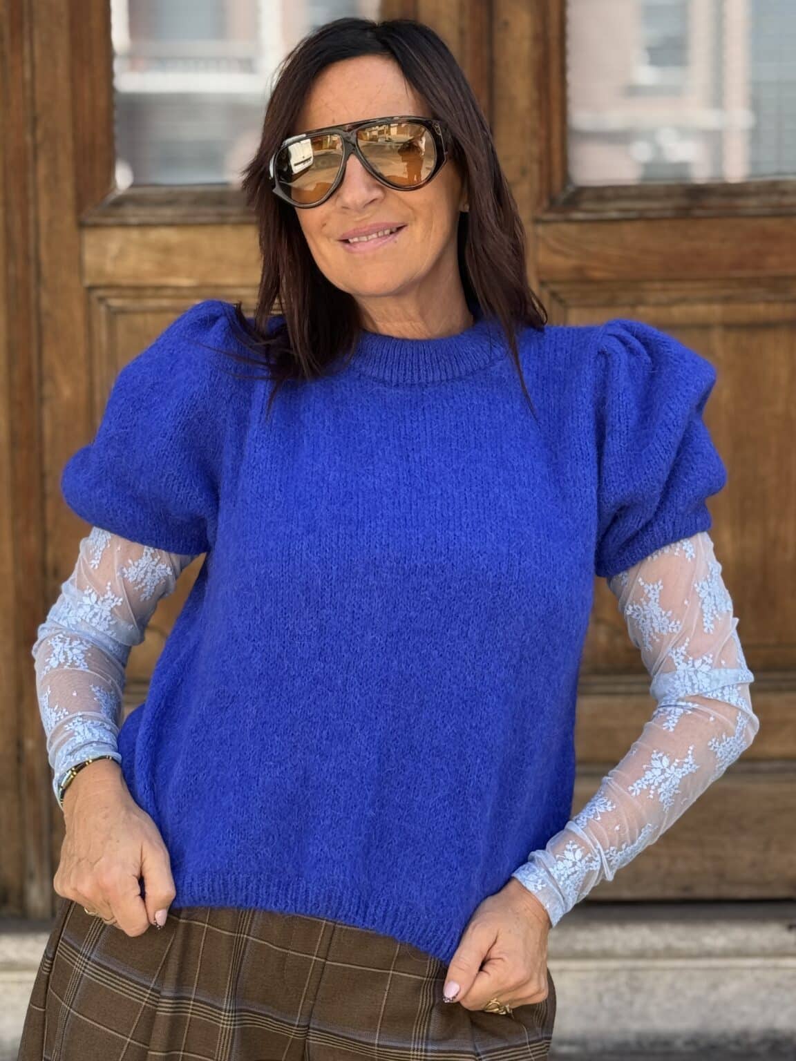 pull manches courtes en maille bleu électrique dixie (delph)