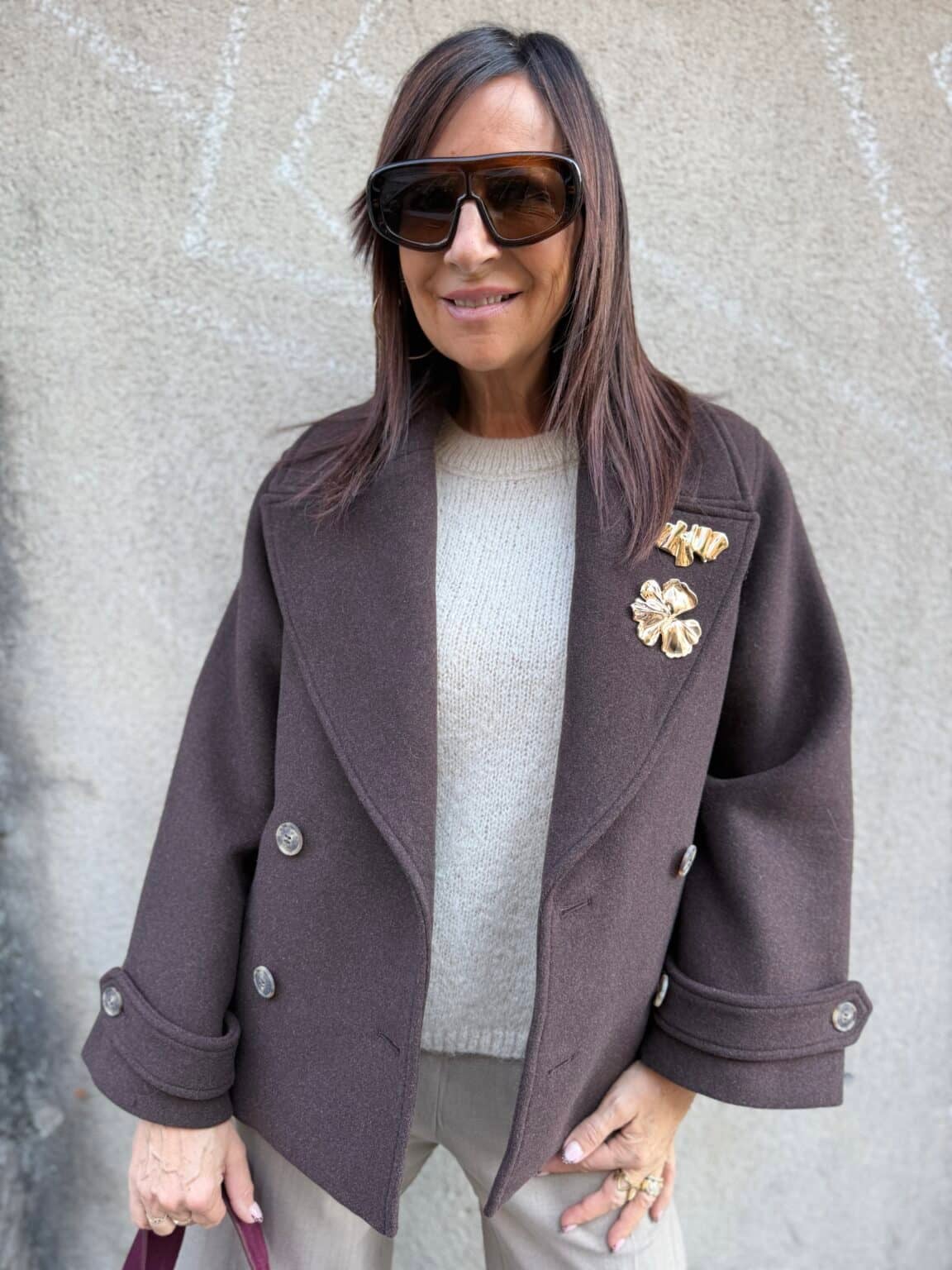 m6377g veste courte en laine marron meme road
