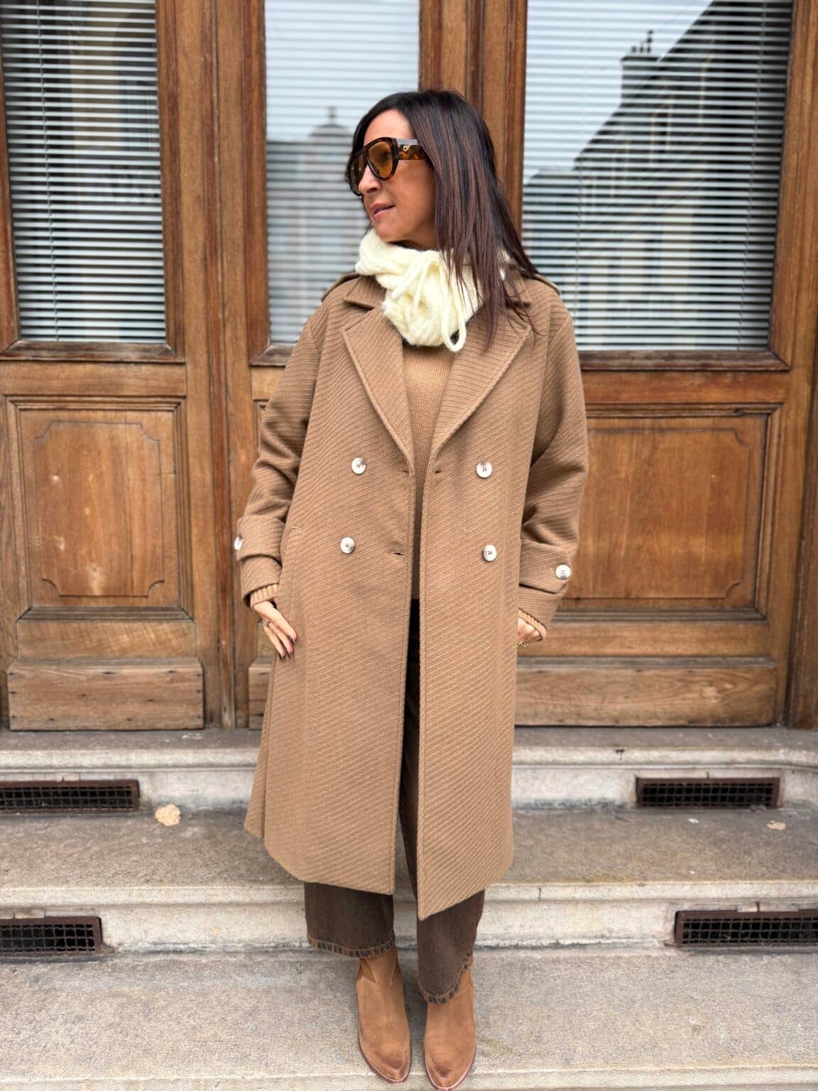 manteau blazer mi long col tailleur camel giorgia (jade)