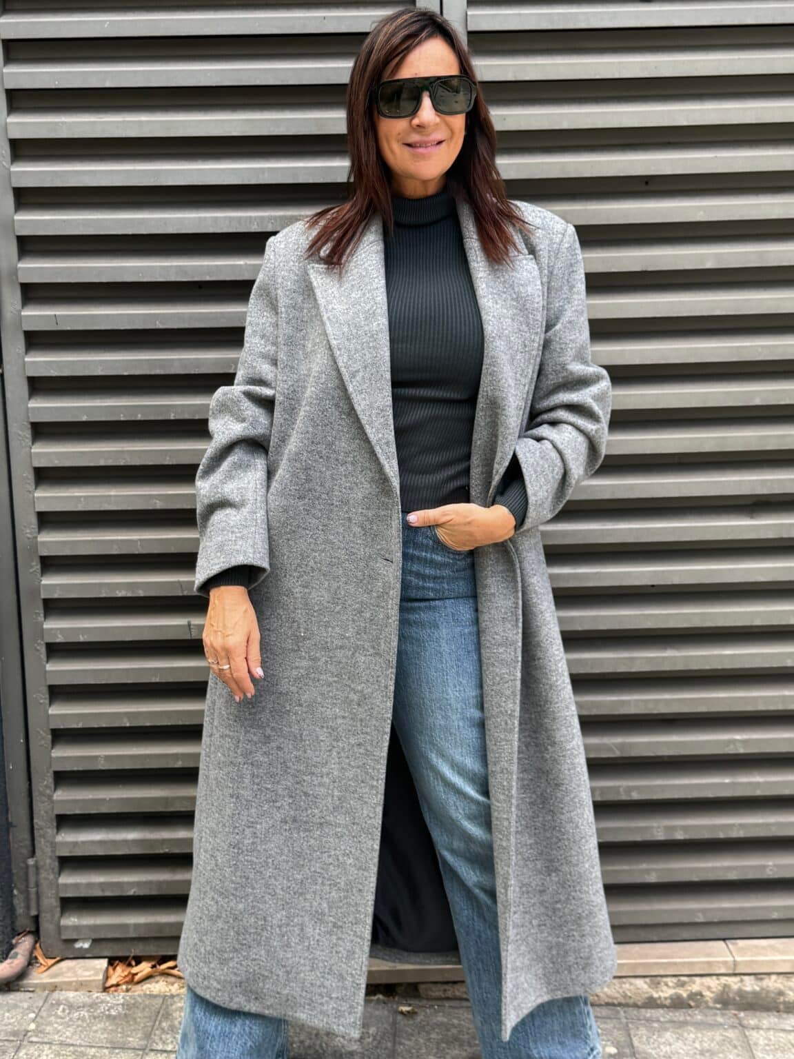 manteau long gris à col tailleur souvenir (amb)