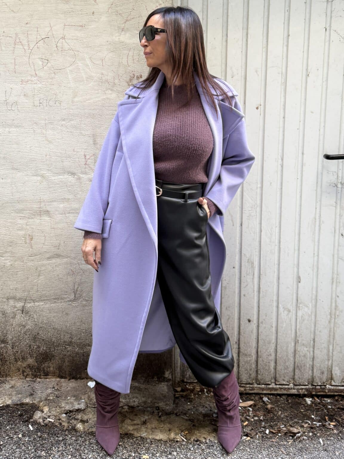 manteau long lila à col tailleur imperial (jade)