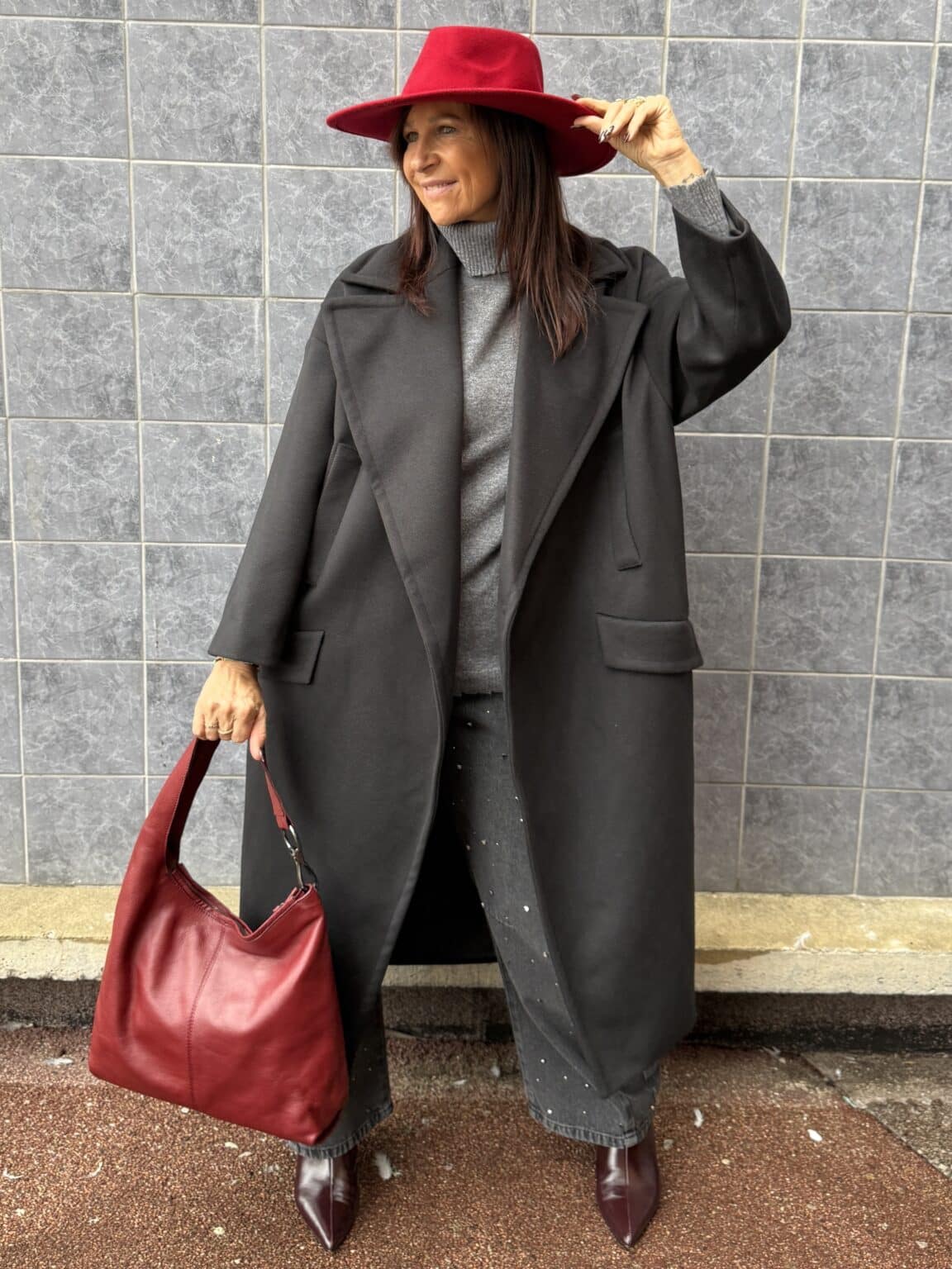 manteau long noir à col tailleur imperial (jade)