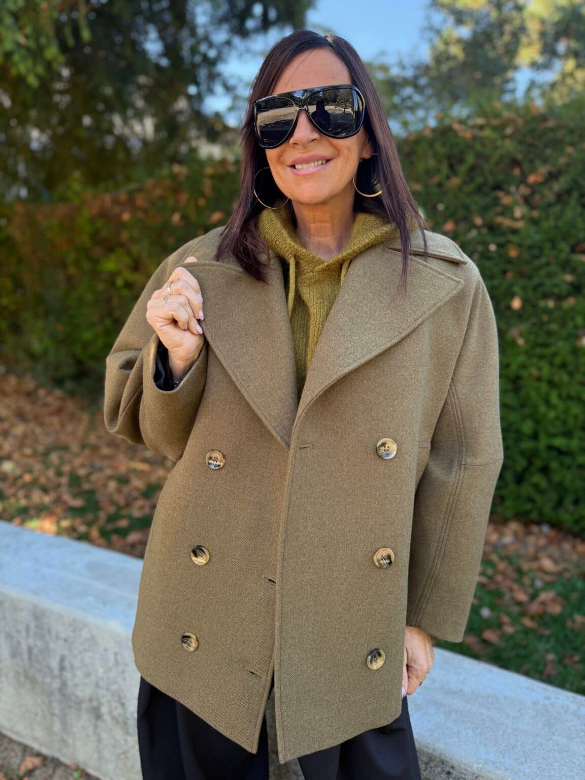 manteau mi long vert militaire souvenir (jade)