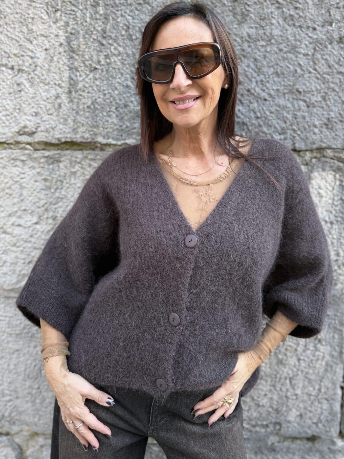 gilet en maille choco meme road (ted)