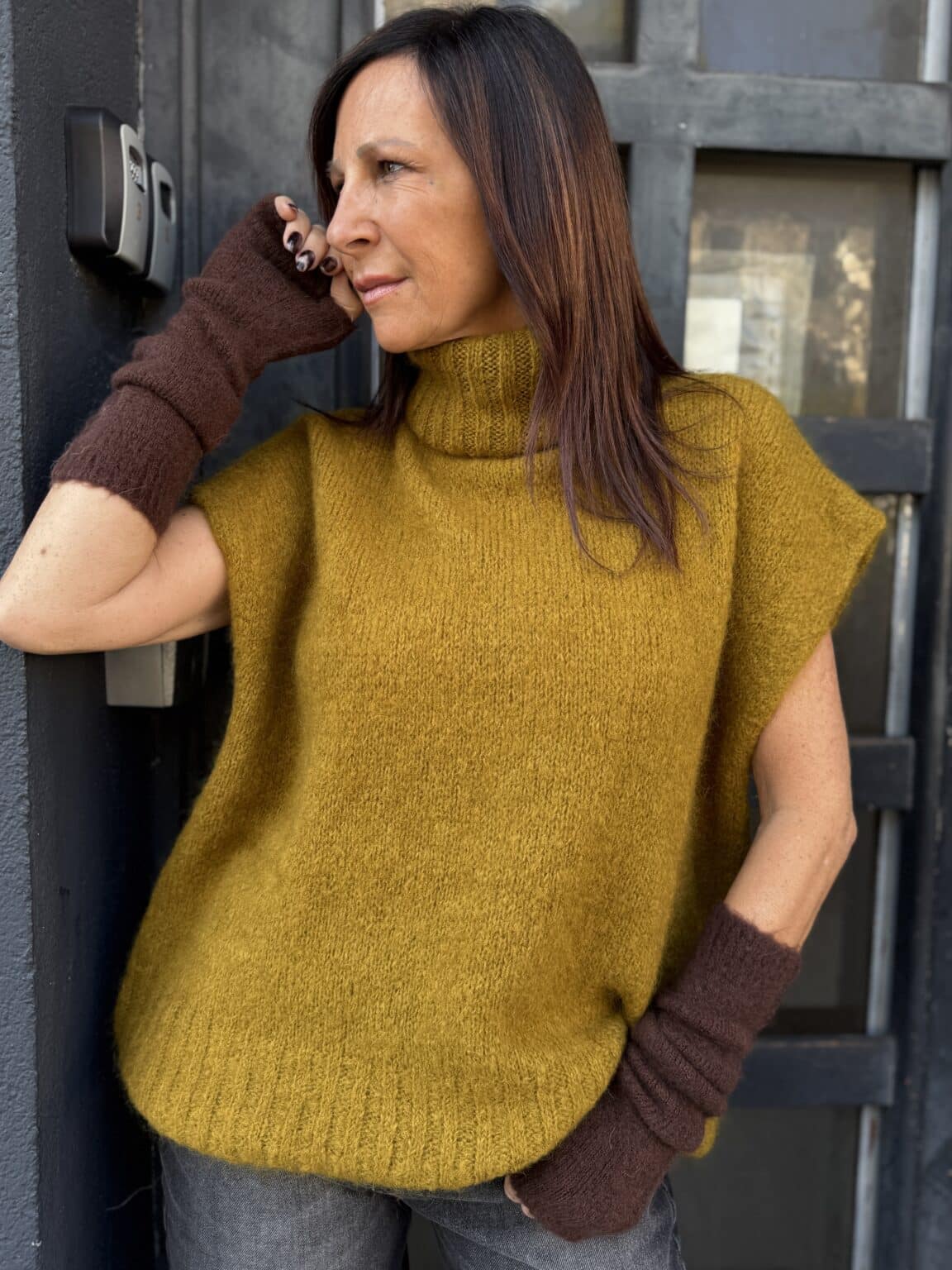 pull col roulé sans manches en maille olive dixie (delph) (copie) (copie)