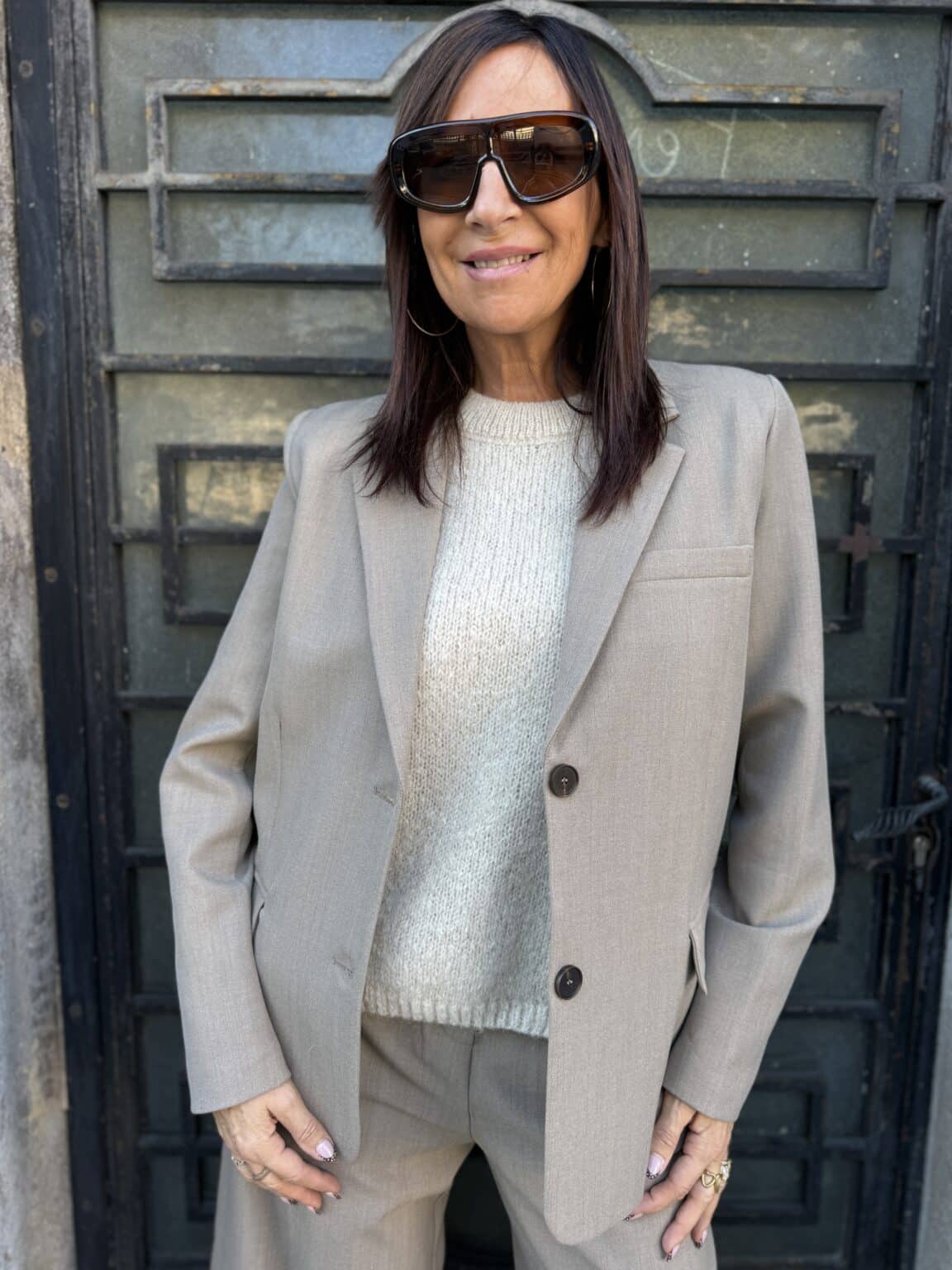 veste tailleur chevron beige grace etmila