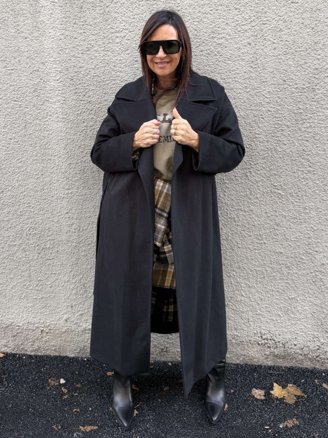 manteau long col tailleur noir souvenir (jade)